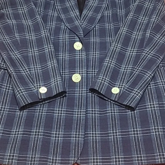 JH Collectibles vintage 90s Plaid Unisex blue Jacket Blazer preppy size 8 - Picture 8 of 9